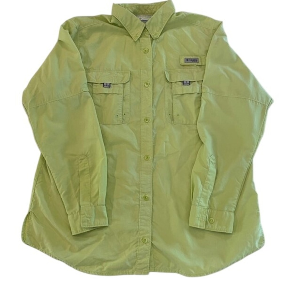 Columbia PFG Bahama II Long Sleeve Fishing Shirt Lime Green Mens Large L/G
